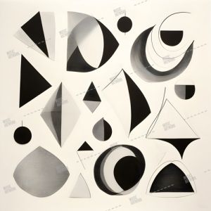 black and white pencil shapes